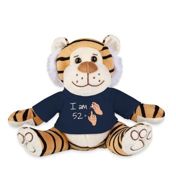 J’ai 52 ans + 1 majeur J’ai 52 ans et plus, - Peluche Tigre - bleu marine - Devant