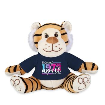 50e anniversaire Mme Magenta April Née en 1973 - Peluche Tigre - bleu marine - Devant