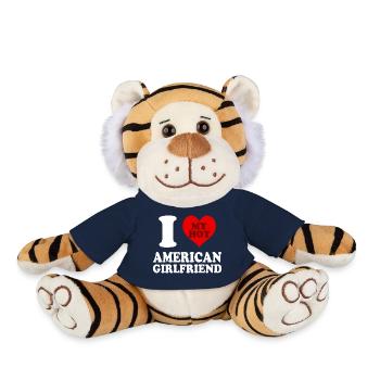 J’aime ma petite amie américaine chaude coeur drôle - Peluche Tigre - bleu marine - Devant