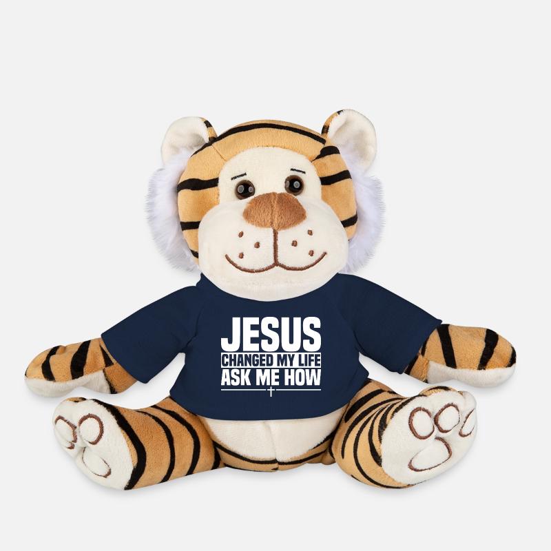 Jesus Changed My Life Ask Me How - Plüschtiger - French Navy