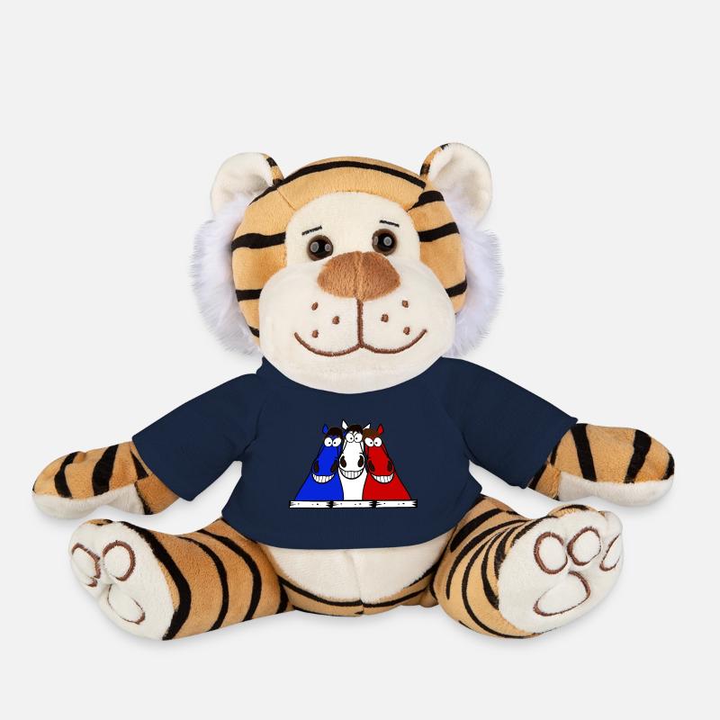 Bleu Blanc Rouge Chevaux - Peluche Tigre - bleu marine