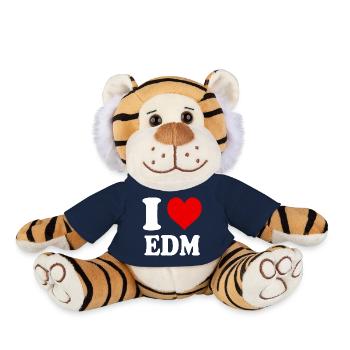 I Love EDM Heart Funny Witty - Plush Tiger - french navy - Front