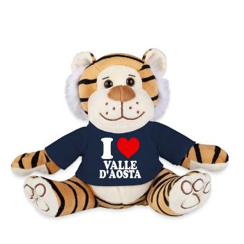 J’aime Région Vallée d’Aoste Italie Ville Cœur - Peluche Tigre - bleu marine - Devant