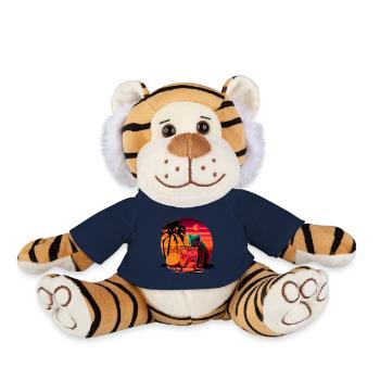 Drôle de chat boit cocktail Amoureux des chats - Peluche Tigre - bleu marine - Devant