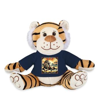 Roi Savannah Lion Style Art Déco - Peluche Tigre - bleu marine - Devant