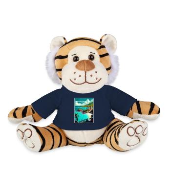 Saint Martin Caraïbes Vintage voyage affiche WPA - Peluche Tigre - bleu marine - Devant