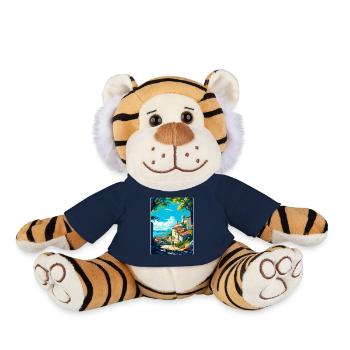 Viana Italie Affiche de voyage vintage WPA Art Souvenir - Peluche Tigre - bleu marine - Devant