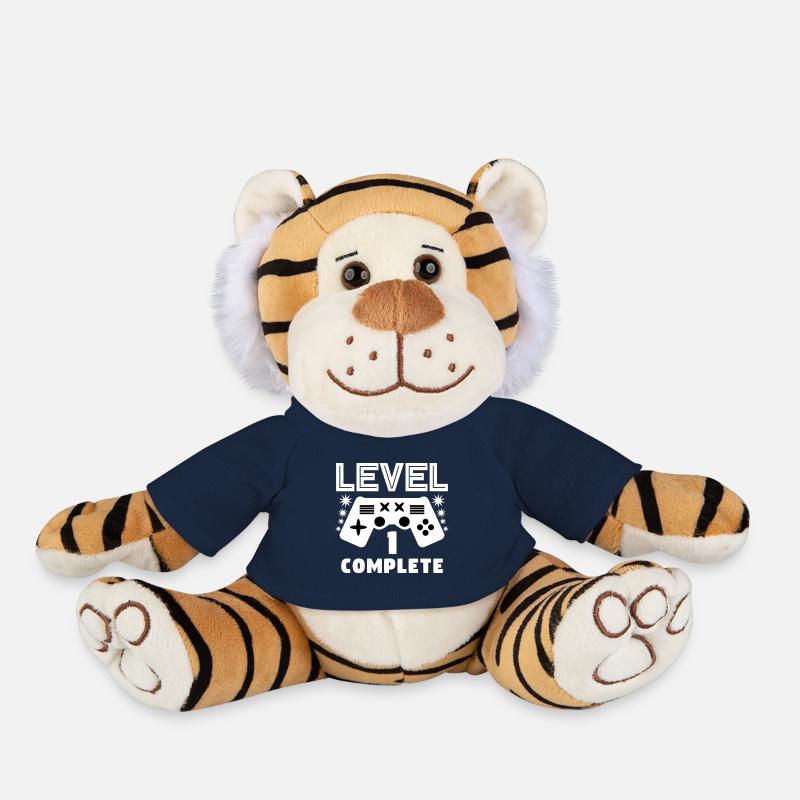 Level 1 complete 1 Birthday Game Console - Plush Tiger - french navy