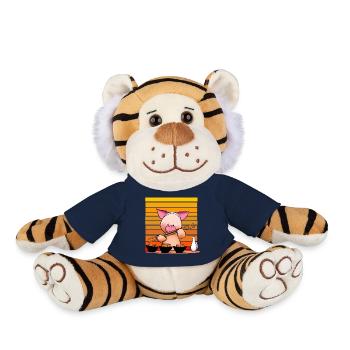Pork tries sushi with chopsticks - Plush Tiger - french navy - Front