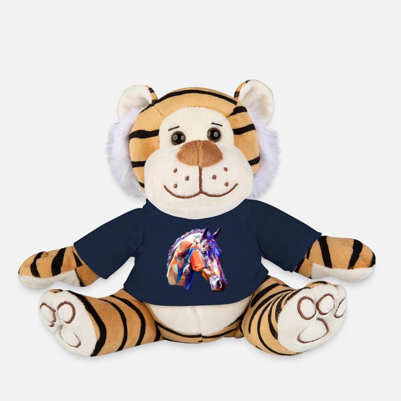 Coloré Polygon Horse Creative Art Design - Peluche Tigre - bleu marine