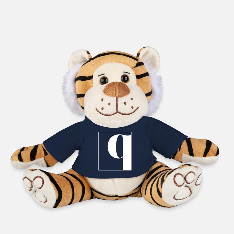 Lettre alphabet q - Peluche Tigre - bleu marine
