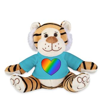 Regenbogen Herz Pride Flagge - Plüschtiger - Atollblau - Vorne
