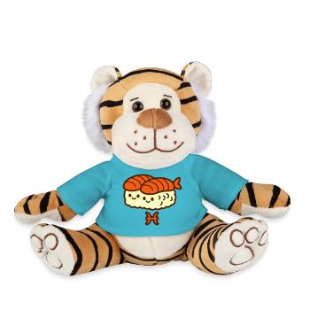 Pisces Zodiac Foodie - Plush Tiger - atoll blue - Front