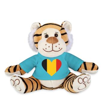 Humour,Belge, belgique, drapeau, frite, frites - Peluche Tigre - bleu outremer - Devant
