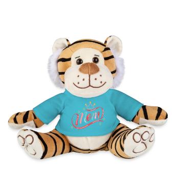 Écriture arc-en-ciel de la Maman Couronnée - Peluche Tigre - bleu outremer - Devant