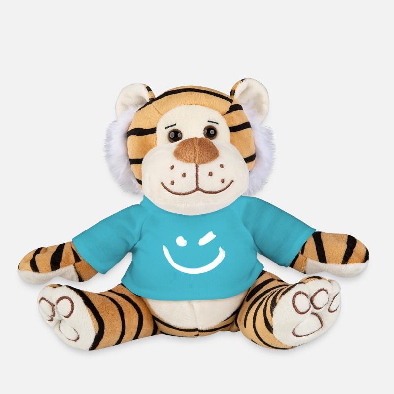 Sourire clin d'oeil blanc - Peluche Tigre - bleu outremer