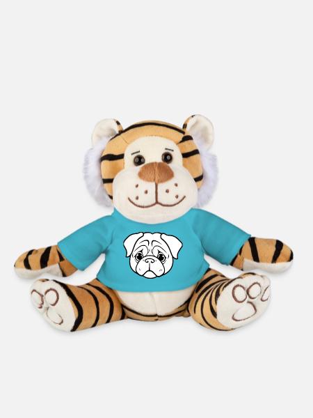 Pug Dogs T-shirt - Plush Tiger - atoll blue