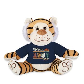1986 Vintage Rétro Cadeau D'anniversaire - Peluche Tigre - bleu marine - Devant