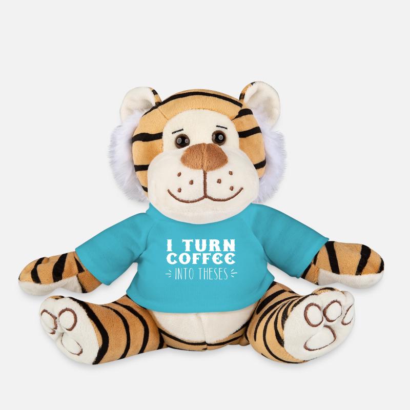 Je transforme le café en thèses - Peluche Tigre - bleu outremer