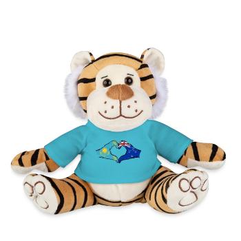 Kazakhstan Nouvelle-Zélande drapeau mains forme de coeur utilisé - Peluche Tigre - bleu outremer - Devant