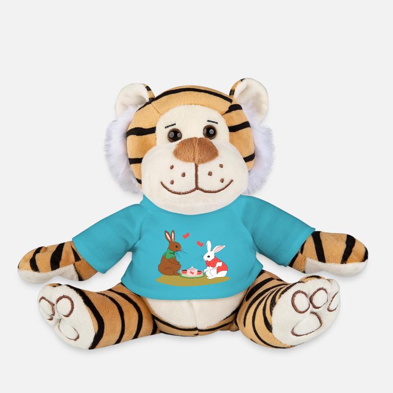 Lapins amoureux - Peluche Tigre - bleu outremer
