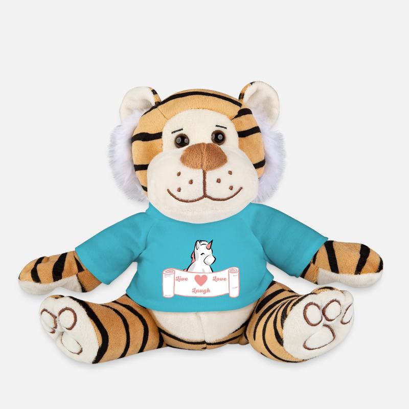Live, Love, Laugh - White/Rose - Plush Tiger - atoll blue