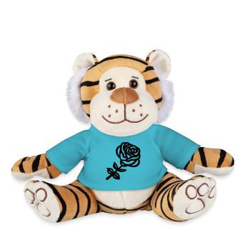 Fleur rose - Peluche Tigre - bleu outremer - Devant