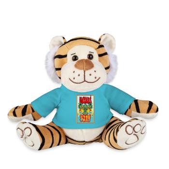 Tropical Dragon Palm Clash - Plush Tiger - atoll blue - Front