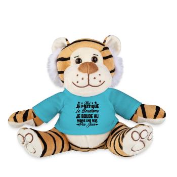 je boude au moins une fois par jour - Peluche Tigre - bleu outremer - Devant