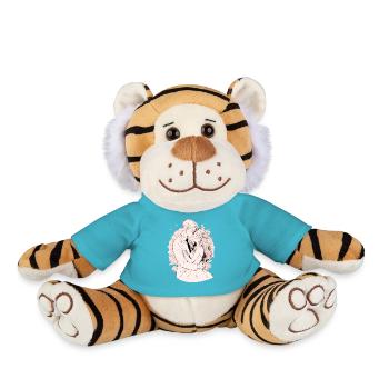 Aquarelle de mariage Anime Chibi mariée et le marié - Peluche Tigre - bleu outremer - Devant