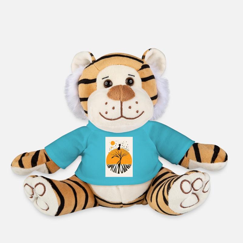 portrait de chat - Peluche Tigre - bleu outremer