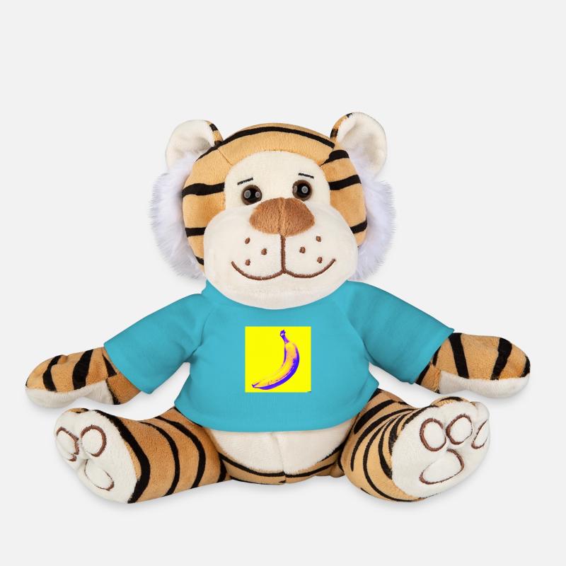 Violet/Banane jaune (clair) - Peluche Tigre - bleu outremer