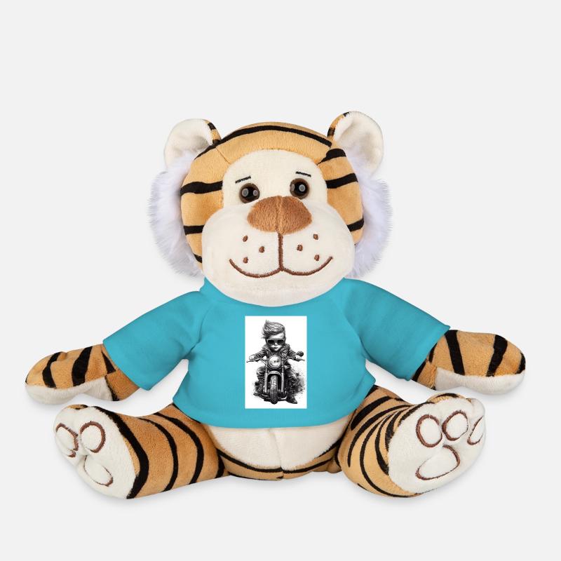 Junior Biker - Plush Tiger - atoll blue