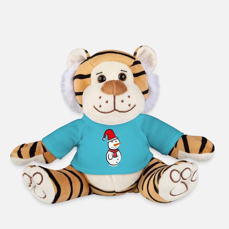 Weihnachts Schneemann - Plüschtiger - Atollblau