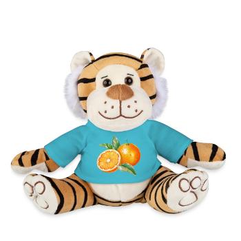 Aquarelle fruits orange avec des feuilles - Peluche Tigre - bleu outremer - Devant