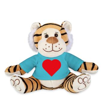 Minimalist Red Heart - Plush Tiger - atoll blue - Front