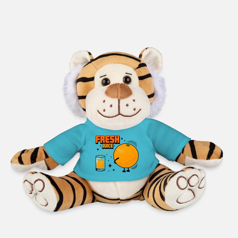 Streich et orange - Peluche Tigre - bleu outremer