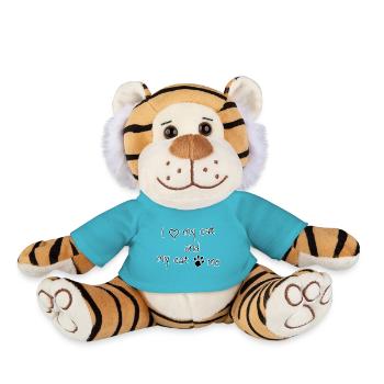 i love my cat my cat loves me lettering - Plush Tiger - atoll blue - Front