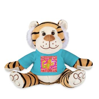 Graffitis colorés sur briques - Peluche Tigre - bleu outremer - Devant