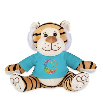 Bébé Lune | Arc-en-ciel Lune Étoile Paillettes - Peluche Tigre - bleu outremer - Devant