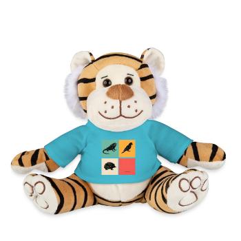 Funny Exotic Pets Retro Animal Grid Design - Plush Tiger - atoll blue - Front