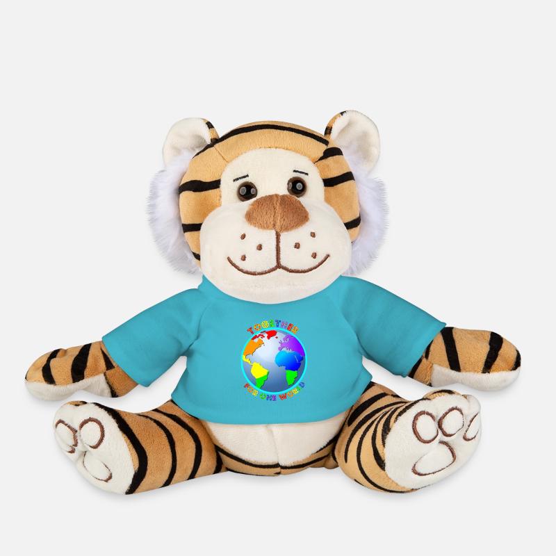 Weltkugel "For One World" - Regenbogenfarben - Plüschtiger - Atollblau
