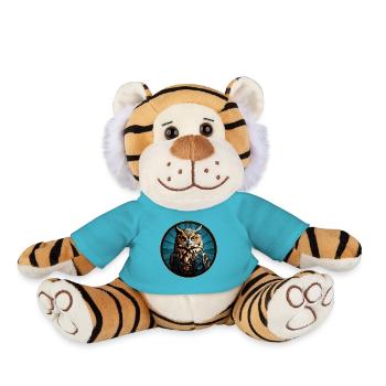 Colorful graphic owl design for owl fans - Plush Tiger - atoll blue - Front