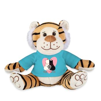 Pfotschafter Christmas - Two cats and heart - Plush Tiger - atoll blue - Front