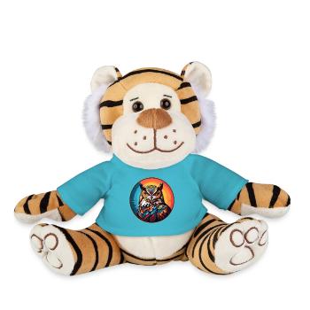 Colorful graphic owl design for owl fans - Plush Tiger - atoll blue - Front