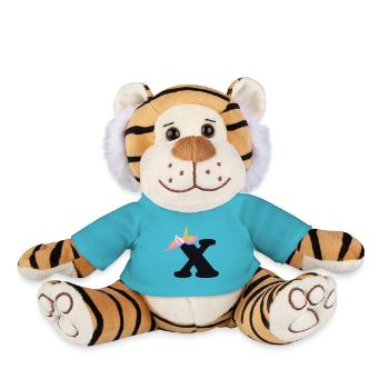 Unicorn Letter Rainbow Style "X" | be unique - Plush Tiger - atoll blue - Front