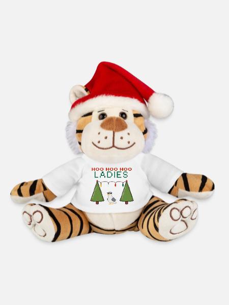 HooHooHoo Damen Pixel Weihnacht - Weihnachtstiger - Weiß - Vorne