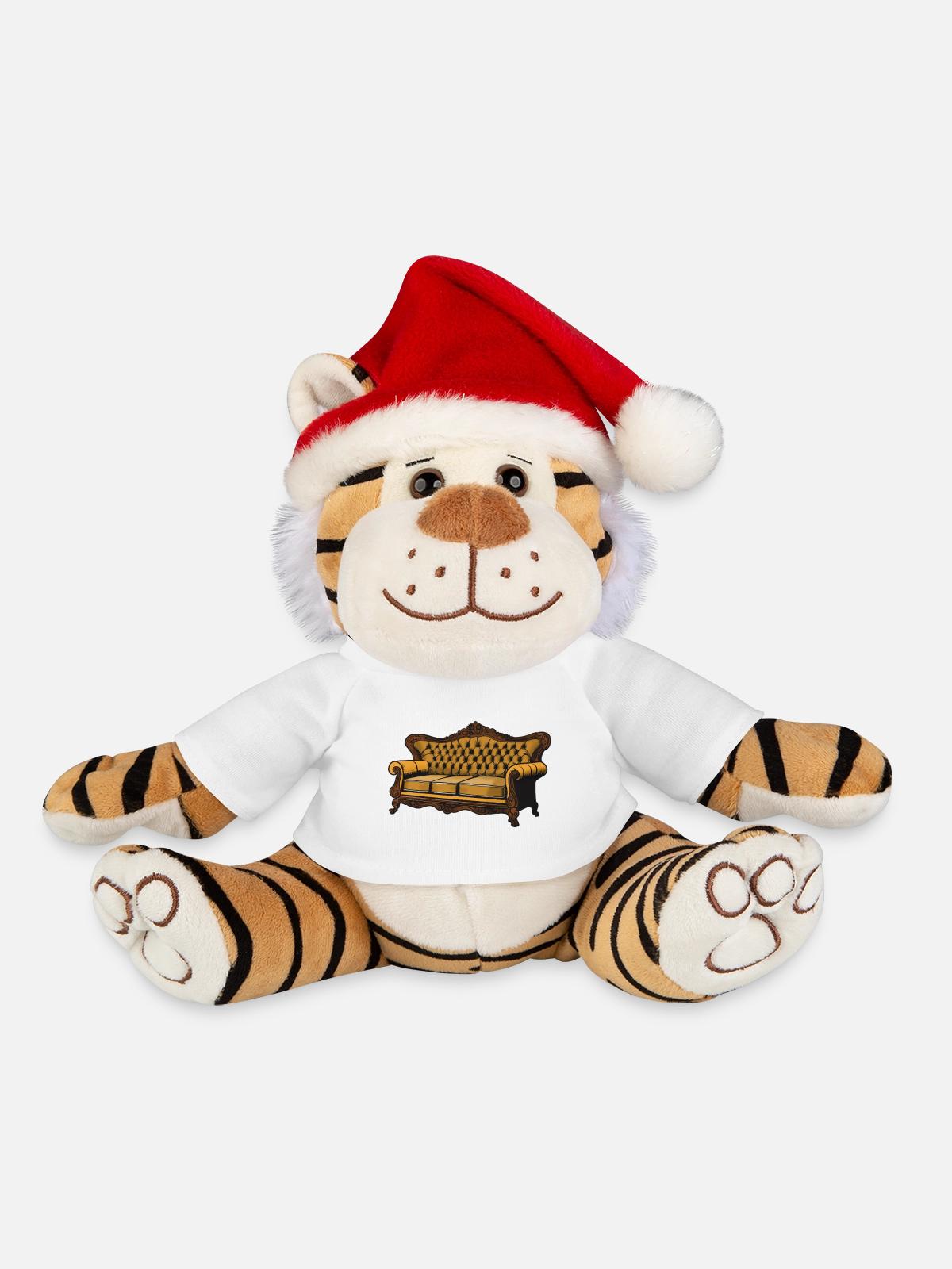 Viktorianische Samt-Sofagrafik - Weihnachtstiger - Weiß - Vorne