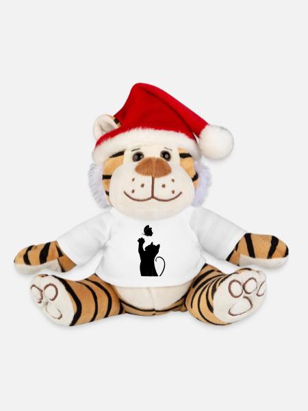 Katze mit Schmetterling - Weihnachtstiger - Weiß - Vorne