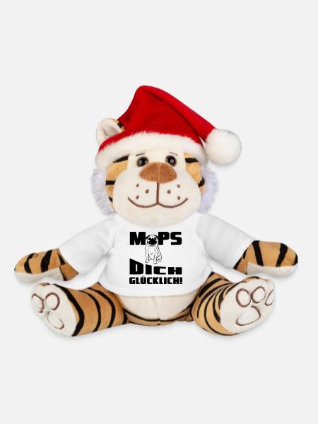 Mops dich glücklich! Geschenk - Weihnachtstiger - Weiß - Vorne
